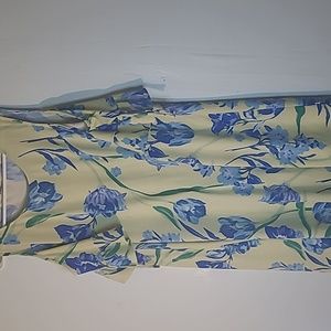 1x N Touch dress blue yellow cold shoulder dress Maxi NWOT EUC